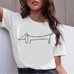 New Female France Bulldog Dachshund T Shirt